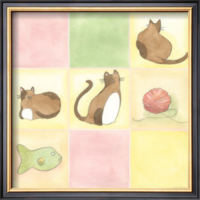 Tic-Tac Cats In Pink by Erica J. Vess Pricing Limited Edition Print image
