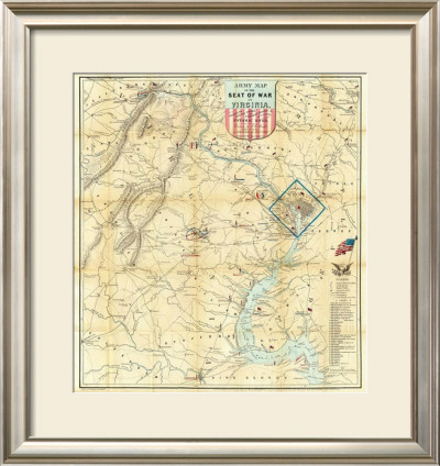 Army Map Of The Seat Of War In Virginia, C.1862 by J. Goldsborough Bruff Pricing Limited Edition Print image