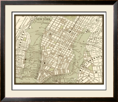 Sepia Map Of Ny by Vision Studio Pricing Limited Edition Print image