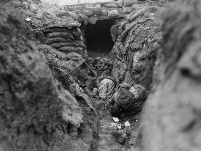 German Dead Lie In A Front Line Trench by Robert Hunt Pricing Limited Edition Print image