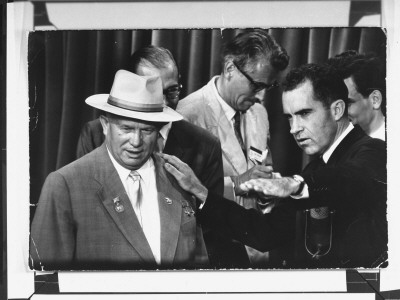 Vp Richard Nixon Grasping The Shoulder Of Soviet Premier Nikita Khrushchev, Discussing Ideologies by Howard Sochurek Pricing Limited Edition Print image