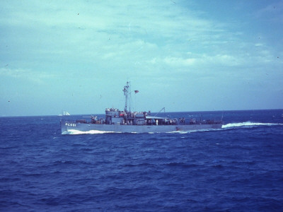 Usaf Sub Chaser Patrol Boat Pc 551 Sailing In Open Water With Crew Members On Deck, During Wwii by Bernard Hoffman Pricing Limited Edition Print image