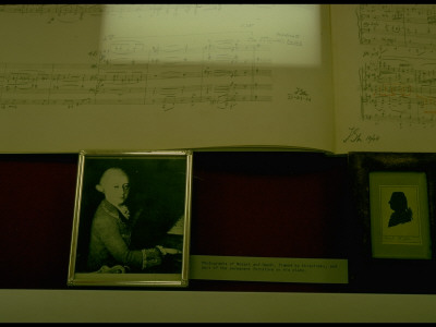 Framed Pictures Of Mozart And Haydn Which Sat On Igor Stravinsky's Piano by Gjon Mili Pricing Limited Edition Print image