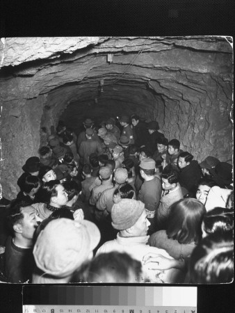 A View Showing The Interior Of The Dug-Out Shelter During The Air Raids by Carl Mydans Pricing Limited Edition Print image