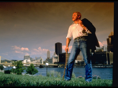 Novelist Albert French, Author Of Billy, Framed By Philadelphia Skyline by Ted Thai Pricing Limited Edition Print image