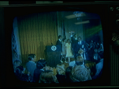 Tv Image Of President Nixon And Wife Leaving After Farewell Speech by Gjon Mili Pricing Limited Edition Print image