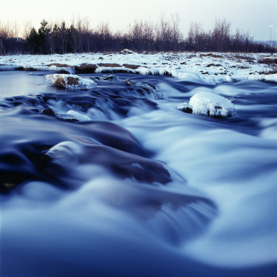 Rapids In Winter, Iceland by Arnaldur Halldorsson Pricing Limited Edition Print image