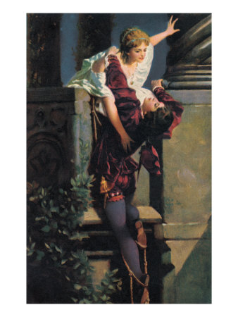William Shakespeare's Romeo And Juliet Balcony Scene Painting By Hans Makart by Harold Copping Pricing Limited Edition Print image