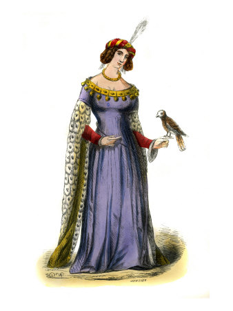 French Costume Of The 15Th Century, Showing A Rolled Hat With Feather, Dress With Hanging Sleeves by Hugh Thomson Pricing Limited Edition Print image