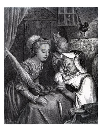 Sleeping Beauty: The Princess And The Fairy Spite In The Turret by Gustave Doré Pricing Limited Edition Print image