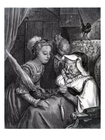 Sleeping Beauty: The Princess And The Fairy Spite In The Turret by Gustave Dore Pricing Limited Edition Print image