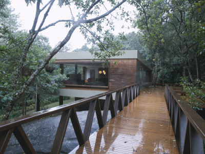 Casa Araras, Brazil, Exterior From Entrance Walkway, Architect: Marcio Kogan by Alan Weintraub Pricing Limited Edition Print image