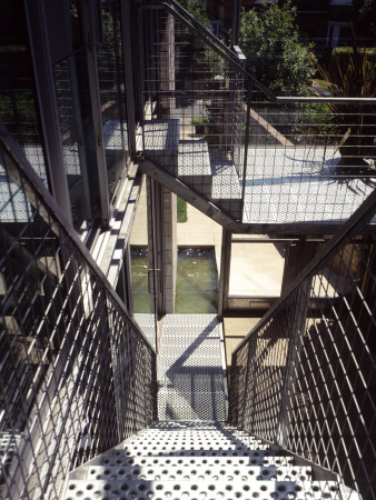 Private House Bhm, London, Top Of Steel Mesh Staircase To Pool, Burd Haward Marston Architects by Charlotte Wood Pricing Limited Edition Print image