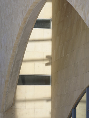 Arches And Shadows Over Main Entrance To Palacio De Congresos Y Exposiciones, Salamanca, Spain by David Borland Pricing Limited Edition Print image