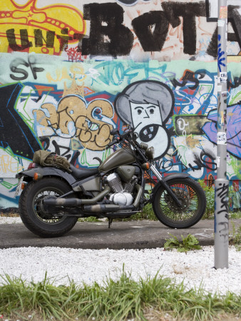 Motorbike Parked Next To Wall With Graffiti, Berlin by G Jackson Pricing Limited Edition Print image