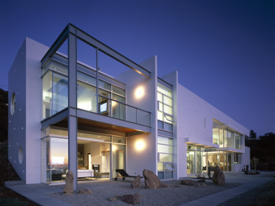 Feinstein Residence, Malibu, California, 2003, Exterior At Dusk, Architect: Stephen Kanner by John Edward Linden Pricing Limited Edition Print image