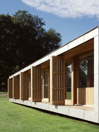 Holyrood Education Centre, Holyrood Park, Edinburgh, Scotland, Iroko Lined Verandah With Shutters by Keith Hunter Pricing Limited Edition Print image