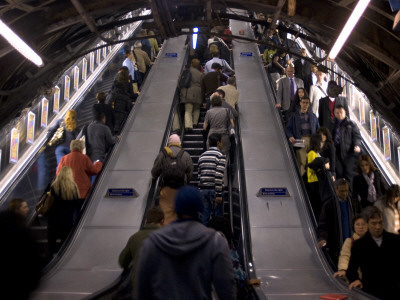 Escalators, Victoria Station, London by Natalie Tepper Pricing Limited Edition Print image