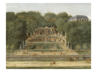 Vue De La Grande Cascade, Des Parterres Et Du Chateau De Saint-Cloud Prise De La Seine Avant 1671 by Der Meulen Adam Frans Van Pricing Limited Edition Print image