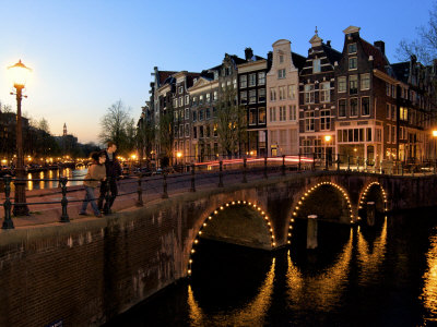 Couple At Sunset, Keisersgracht Canal, Amerstdam, Holland by Jim Engelbrecht Pricing Limited Edition Print image