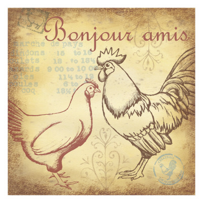Bon Jour Amis Rooster by Robin Davis Pricing Limited Edition Print image