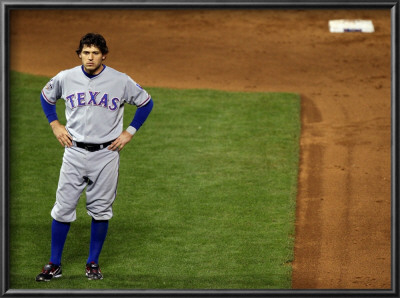 Texas Rangers V San Francisco Giants, Game 2: Ian Kinsler by Jed Jacobsohn Pricing Limited Edition Print image