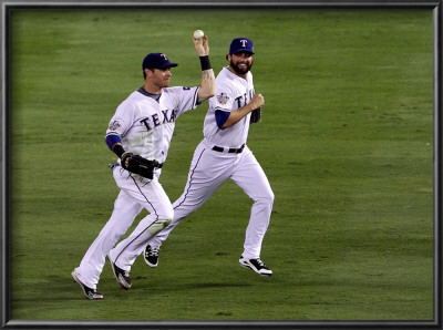 San Francisco Giants V Texas Rangers, Game 4: Josh Hamilton,Jeff Francoeur by Ronald Martinez Pricing Limited Edition Print image