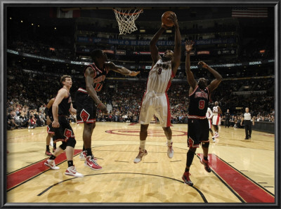 Chicago Bulls V Toronto Raptors: Ronnie Brewer, Joey Dorsey And Luol Deng by Ron Turenne Pricing Limited Edition Print image