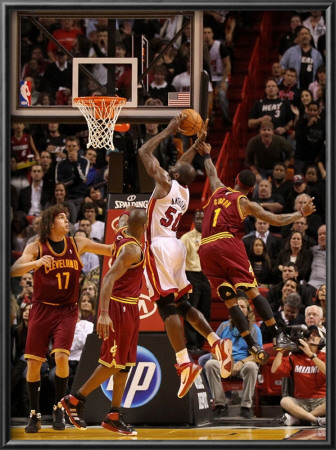 Cleveland Cavaliers  V Miami Heat: Joel Anthony And Daniel Gibson by Mike Ehrmann Pricing Limited Edition Print image