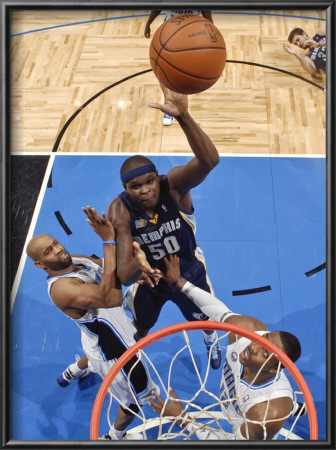 Memphis Grizzlies V Orlando Magic: Zach Randolph, Vince Carter And Dwight Howard by Fernando Medina Pricing Limited Edition Print image