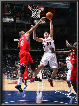 Philadelphia 76Ers V Atlanta Hawks: Zaza Pachulia And Marreese Speights by Scott Cunningham Pricing Limited Edition Print image