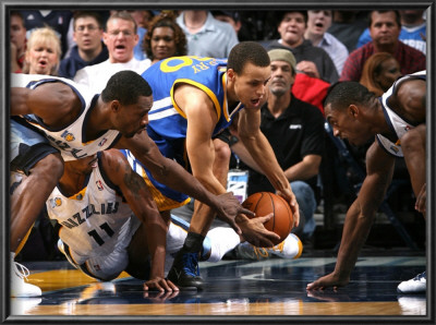 Golden State Warriors V Memphis Grizzlies: Stephen Curry, Mike Conley, Tony Allen And Darrell Arthu by Joe Murphy Pricing Limited Edition Print image