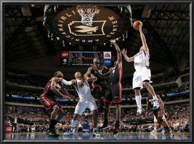 Miami Heat V Dallas Mavericks: Jose Juan Barea, Lebron James And Dwyane Wade by Glenn James Pricing Limited Edition Print image