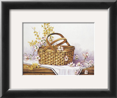 Wicker Basket Of Blooms by Peggy Thatch Sibley Pricing Limited Edition Print image