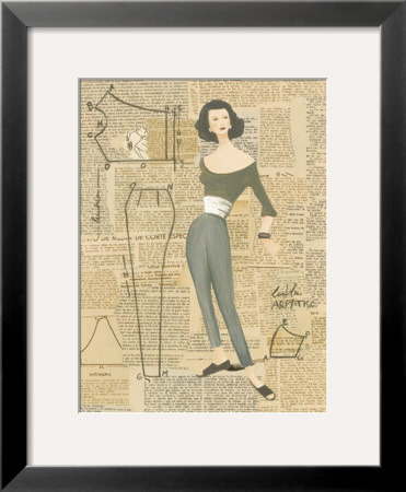 Lady In Grey Pants And Top With Pattern by Cuca Garcia Pricing Limited Edition Print image
