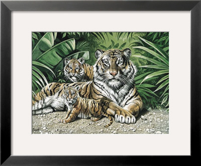 Yellow Tigers With Cubs by Gary Ampel Pricing Limited Edition Print image