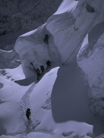 Climbing Khumbu Ice Fall, Nepal by Michael Brown Pricing Limited Edition Print image