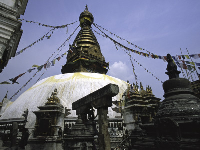 Chorten With Prayer Flags, Nepal by Michael Brown Pricing Limited Edition Print image