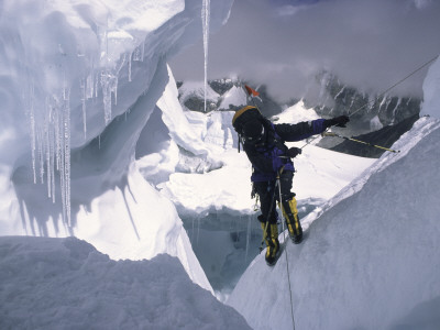 Mountaineer Travelling Through Khumu Ice Fall, Everest Nepal by Michael Brown Pricing Limited Edition Print image