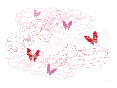 Pink Butterfly Trails by Avalisa Pricing Limited Edition Print image