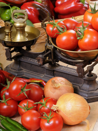 Country Kitchen Scene With Chutney Ingredients And Traditional Kitchen Scales, Uk by Gary Smith Pricing Limited Edition Print image