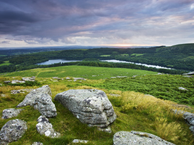 Looking Down Towards Burrator Reservoir From Sheepstor, Dartmoor National Park, Devon, England by Adam Burton Pricing Limited Edition Print image