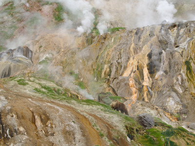 Stain Glass Wall And Geyser River In Valley Of The Geysers, Kronotsky Zapovednik, Kamchatka, 2006 by Igor Shpilenok Pricing Limited Edition Print image