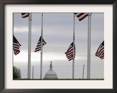 Flags At The Washington Monument Fly At Half Staff by Gerald Herbert Pricing Limited Edition Print image