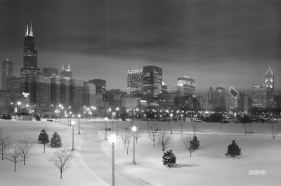 Chicago - Skyline In Snow by Jerry Driendl Pricing Limited Edition Print image