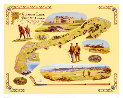 Golf Course Map, St. Andrews by Bernard Willington Pricing Limited Edition Print image