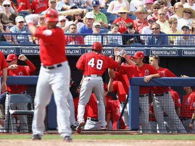 Los Angeles Angels Of Anaheim V San Diego Padres, Peoria, Az - March 15: Torii Hunter by Christian Petersen Pricing Limited Edition Print image