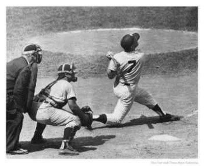 Mickey Mantle Doubles Against The Tigers, 1960 by Patrick Burns Pricing Limited Edition Print image