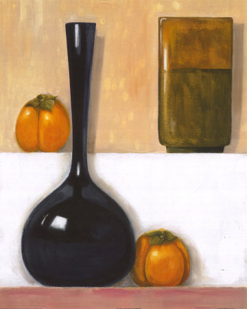 Blue Vase And Persimmons by Jennifer Hammond Pricing Limited Edition Print image