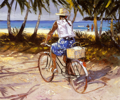 En Velo Vers La Plage by Andre Deymonaz Pricing Limited Edition Print image